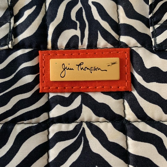 Jim Thompson Drawstring Silk Tote Zebra Print with Red Interior - Handbag Purse - Picture 3 of 8